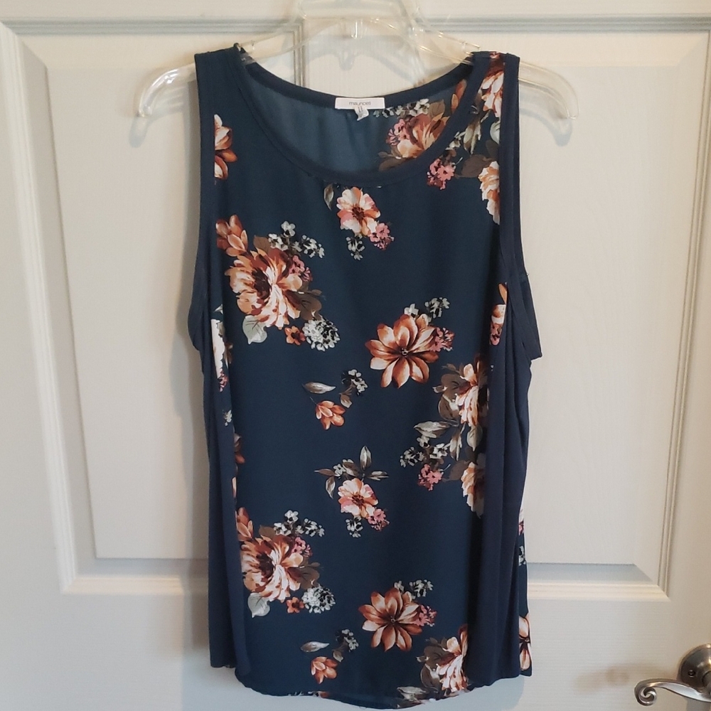 Maurices Blue-Green Floral Sleeveless Tank Top